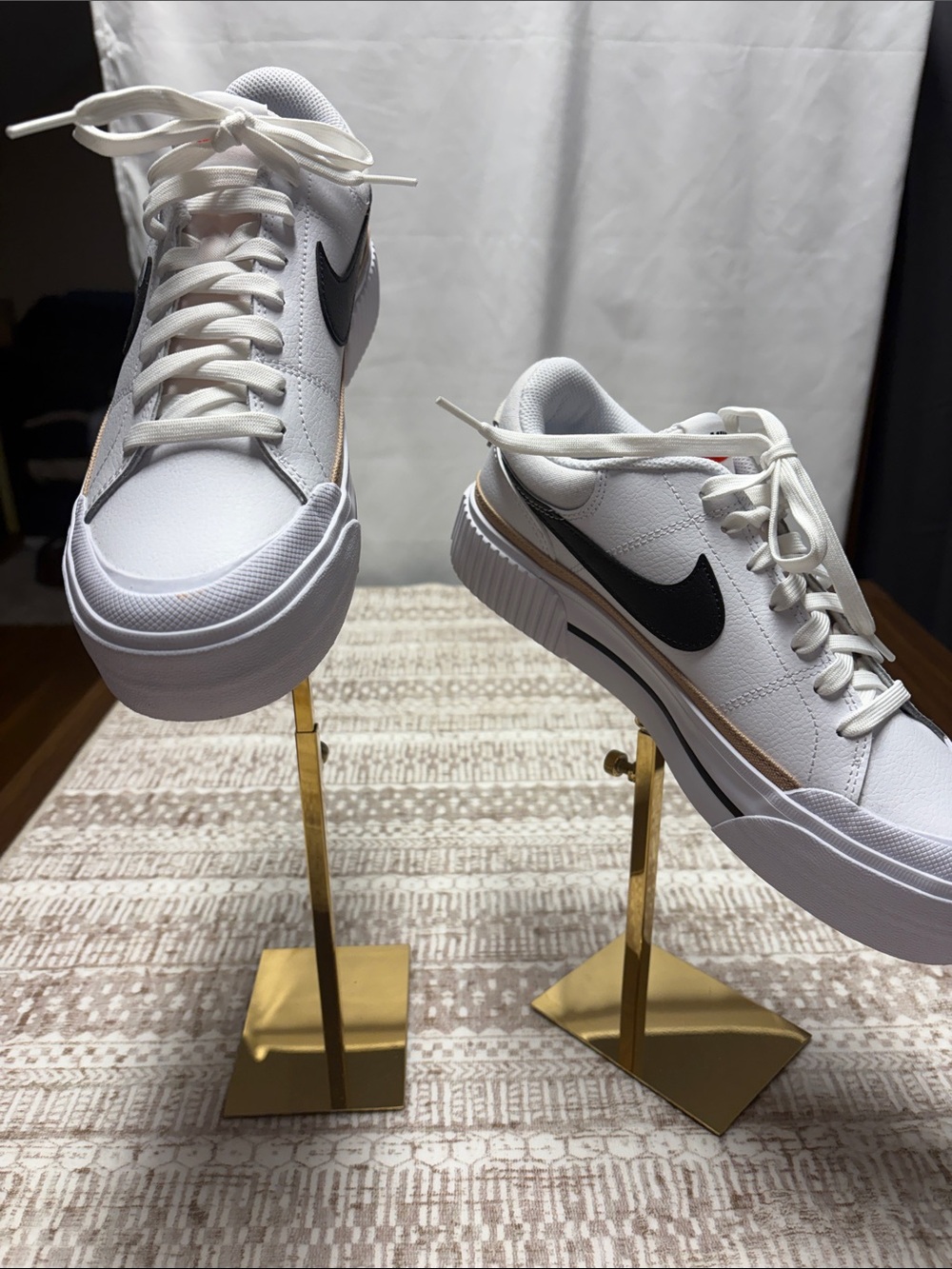 Nike White/Black/Hemp Court Legacy Lift Sneakers